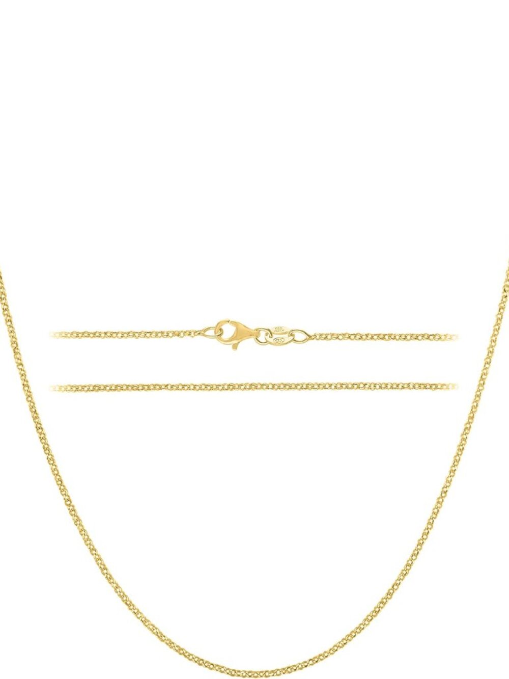 Gold Cable Link Chain Necklace – Thin, Dainty, Gold-Plated 925 Sterling Silver J
